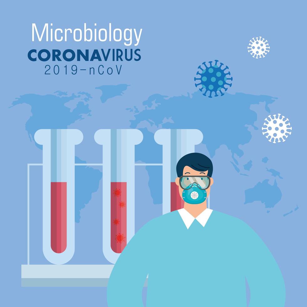 microbiología con tubos de prueba para covid 19 vector