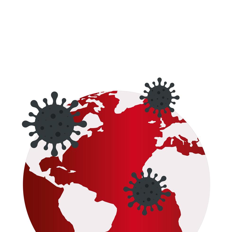planet earth with covid19 particles vector