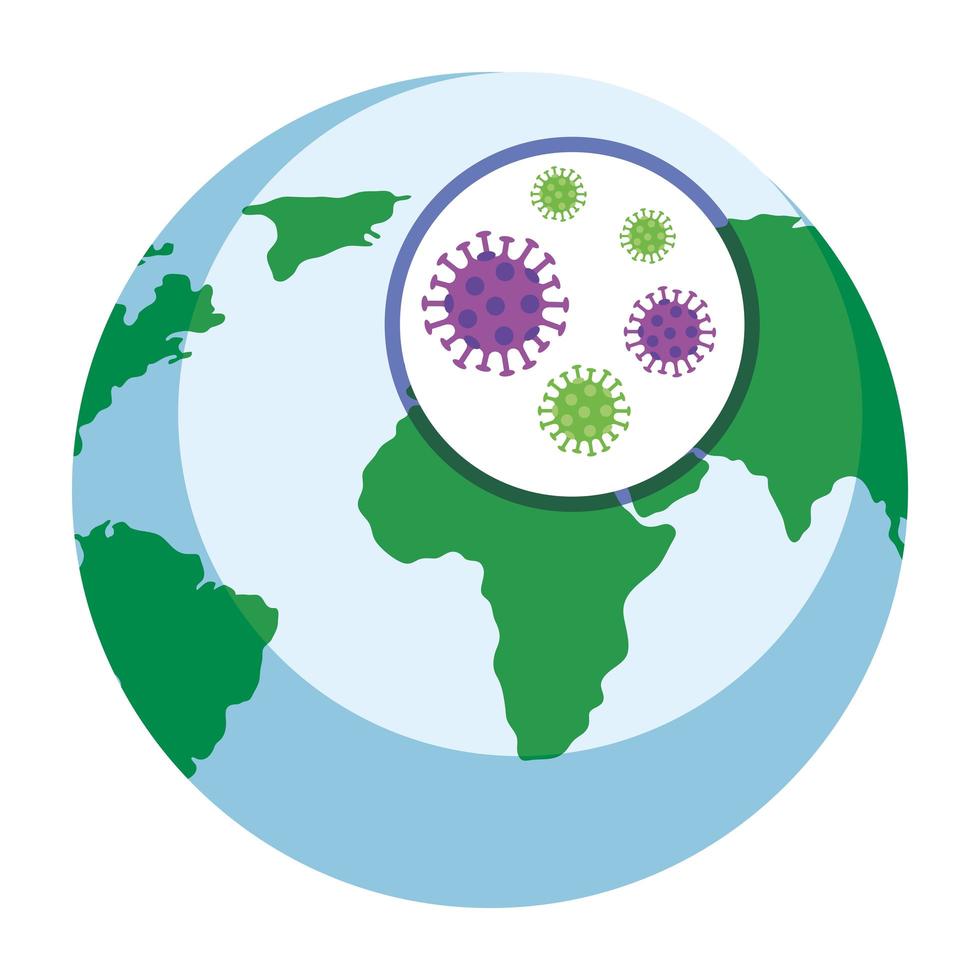 planeta tierra con partículas covid19. vector