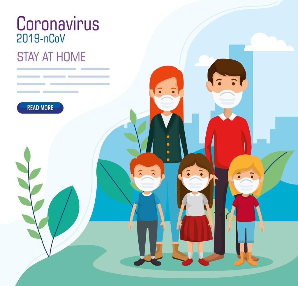 stay at home campaign with fathers and sons vector