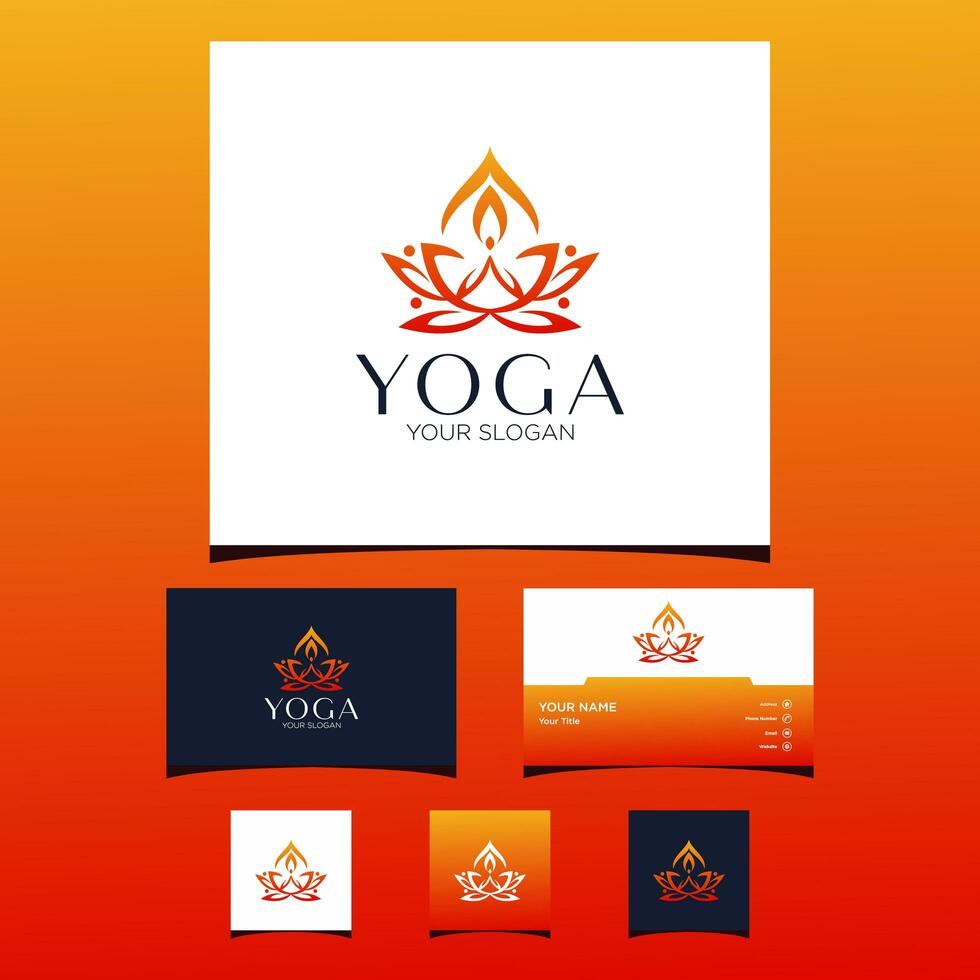 Yoga business card and icon design template vector