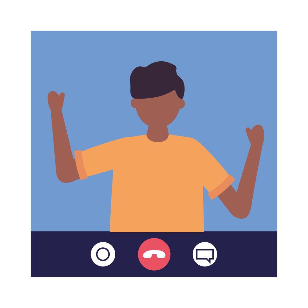 young man in video call vector