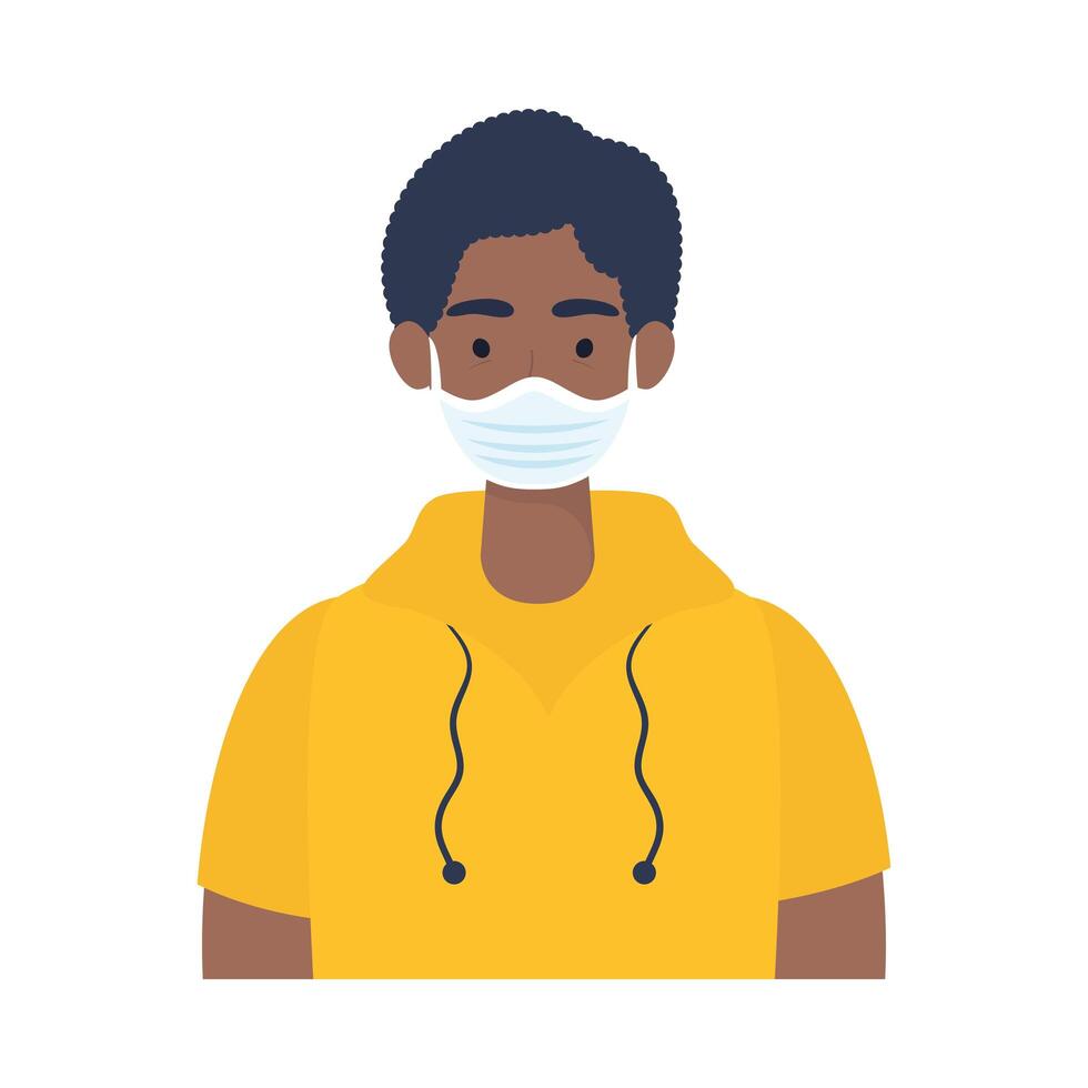 black man wearing medical mask vector