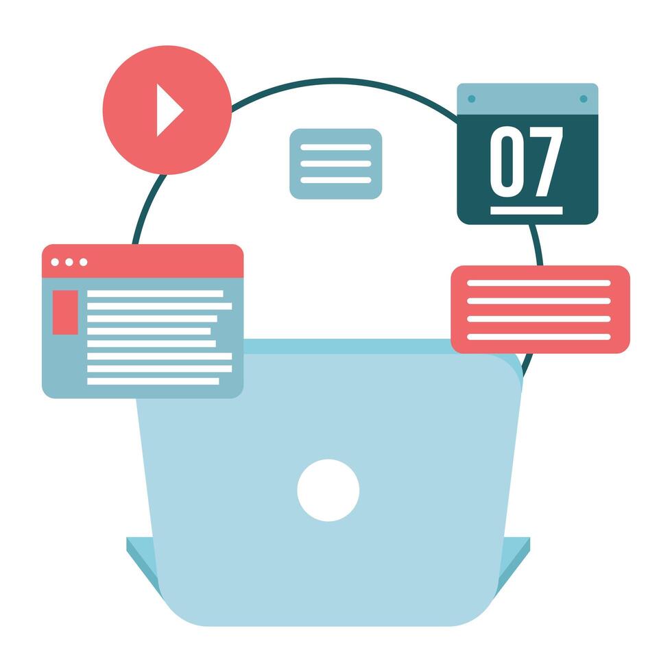 laptop computer with media player technology vector