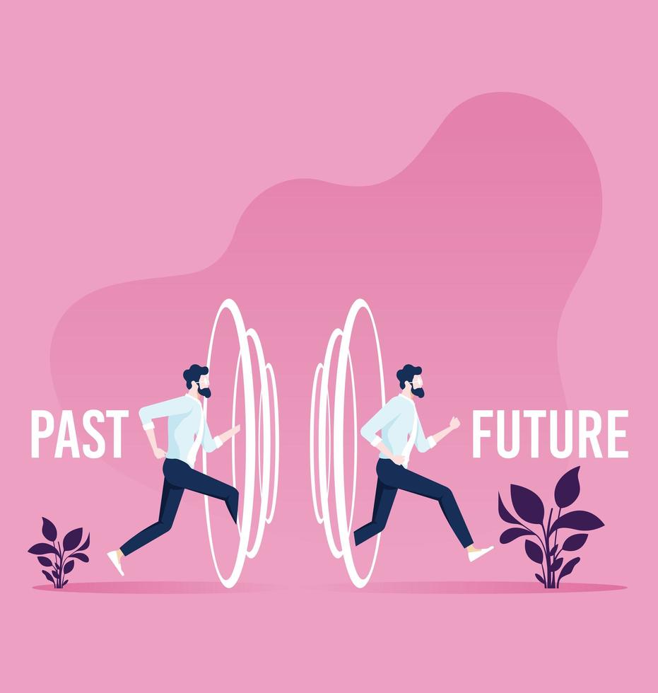 Business man runs toward the future vector