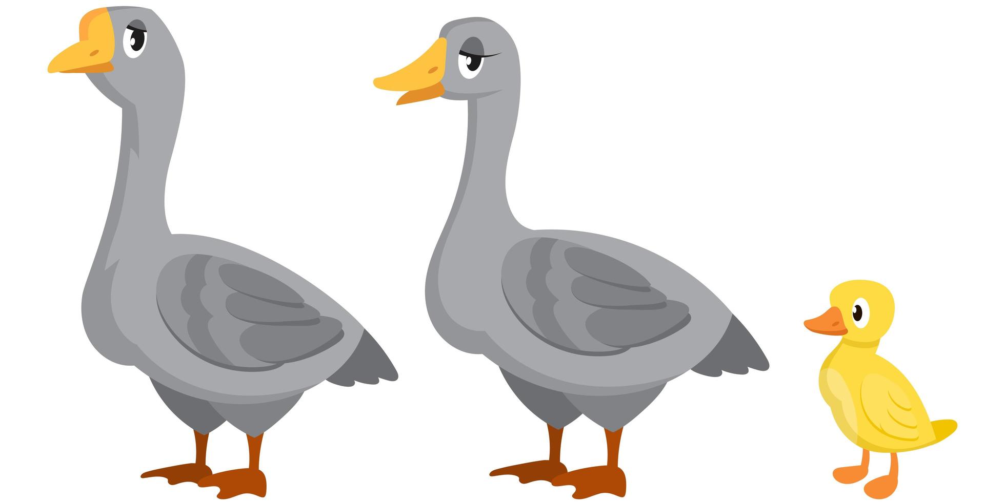 Goose family side view. vector