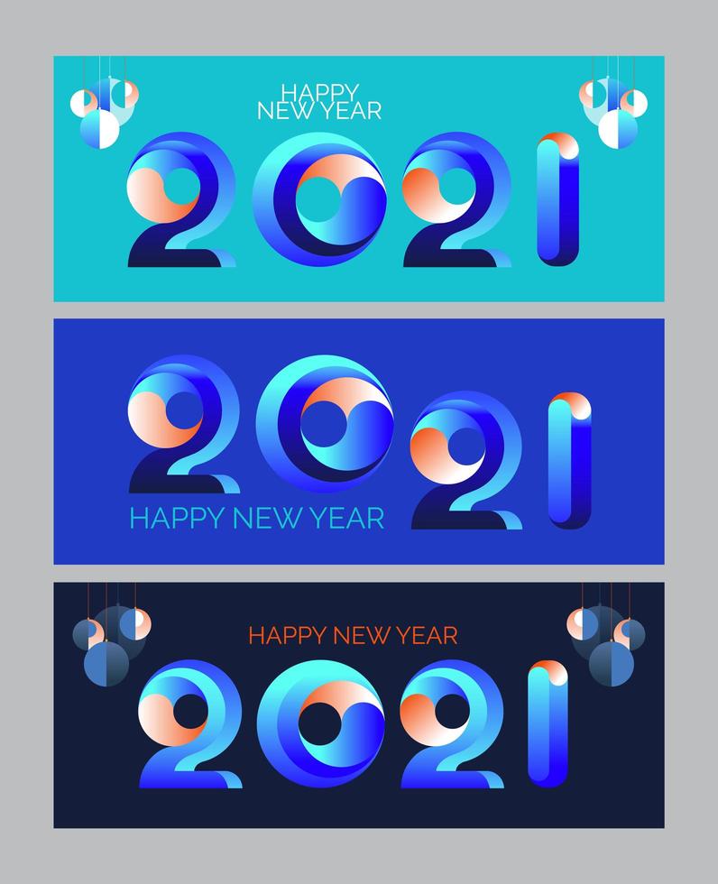 2021 New Year banner. 3d bright colors. Minimal cover design. Template Layout flyers, greeting cards, brochures. Vector. vector