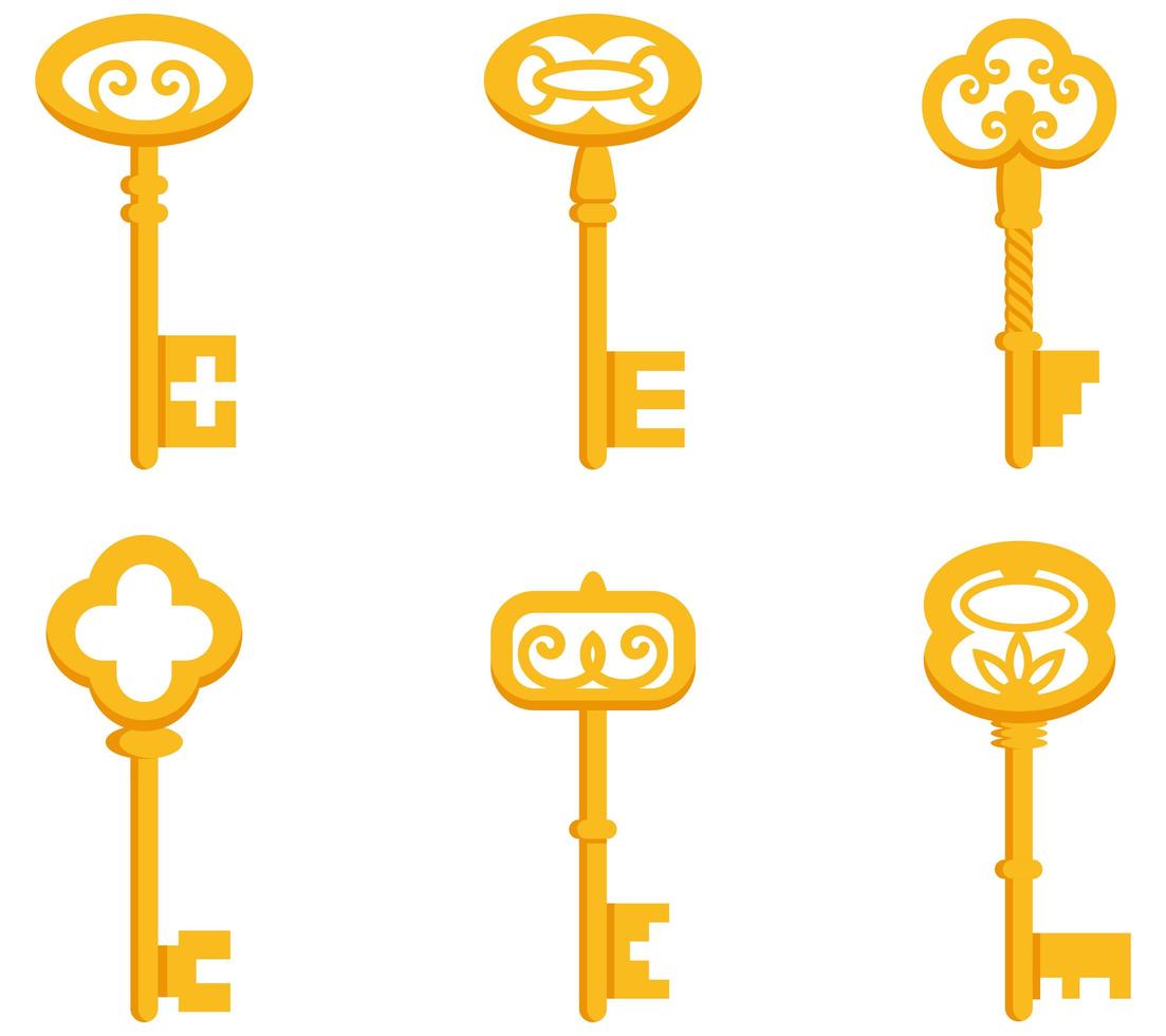 Set of vintage keys. vector