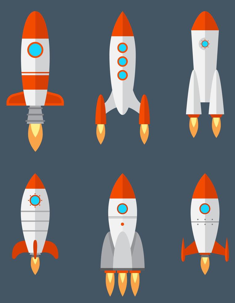 Set of different rockets. vector