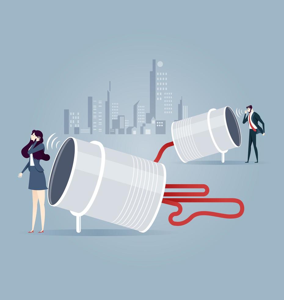 Businessman and woman talking with can phone - Communications Concept vector