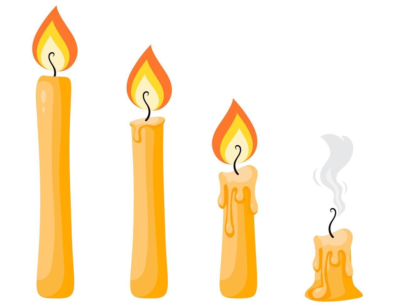 Set of wax candles. vector