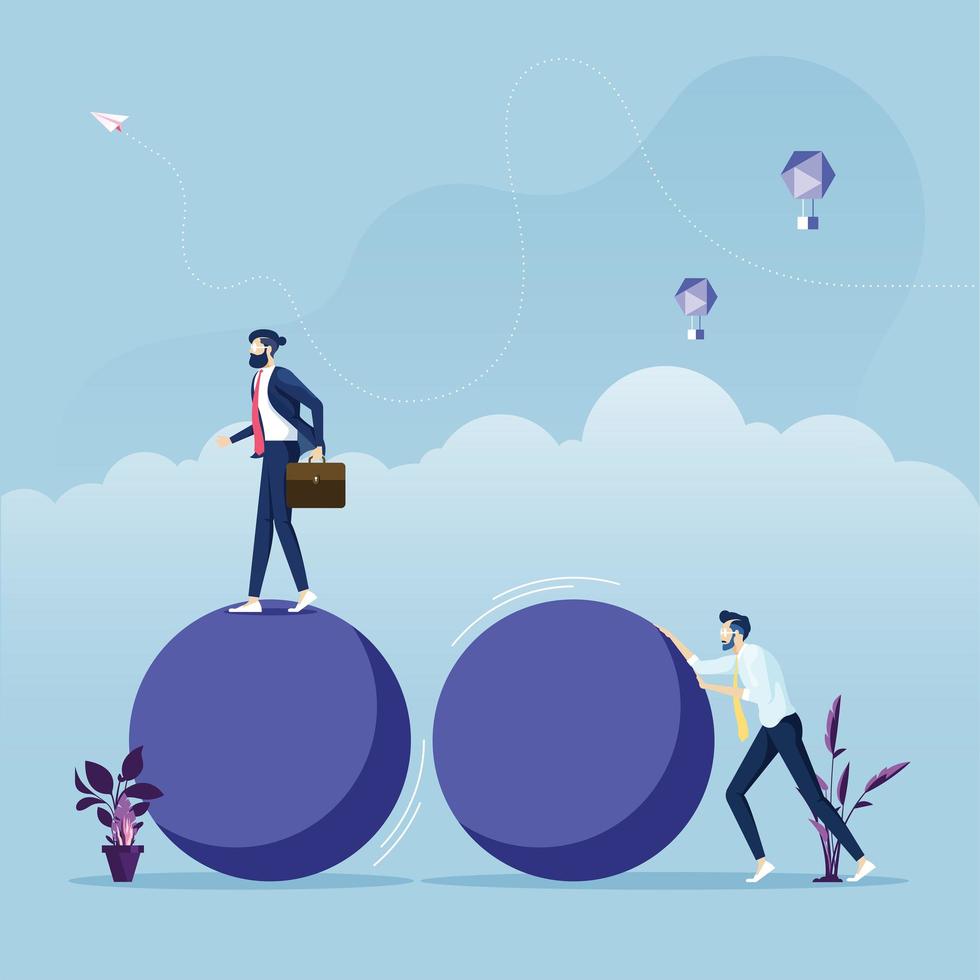 Smart businessman walking on the ball-Business innovation concept vector