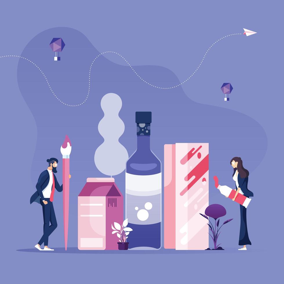 Business team creating Packaging vector