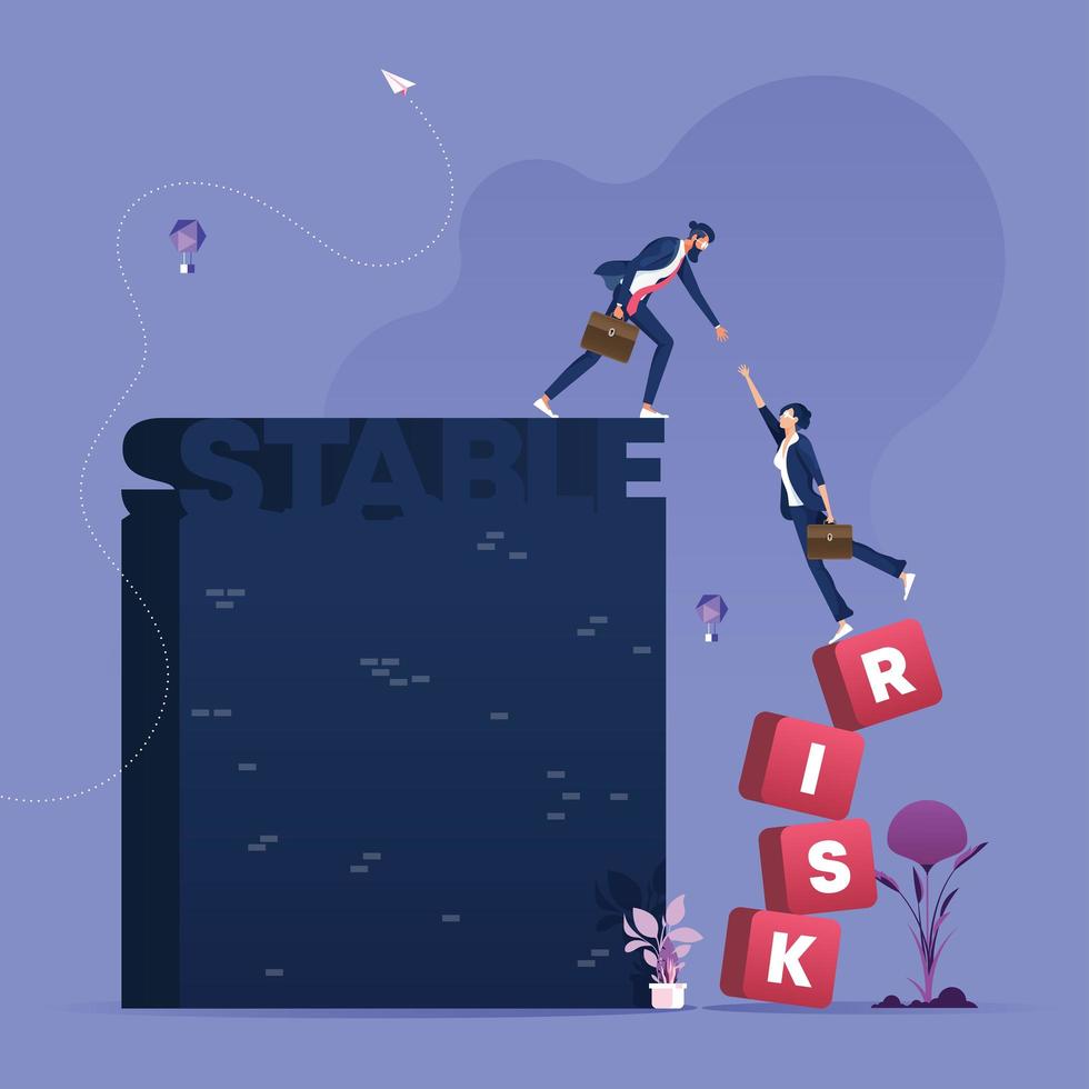 Businessman helps partner from risk to stable-Business concept vector