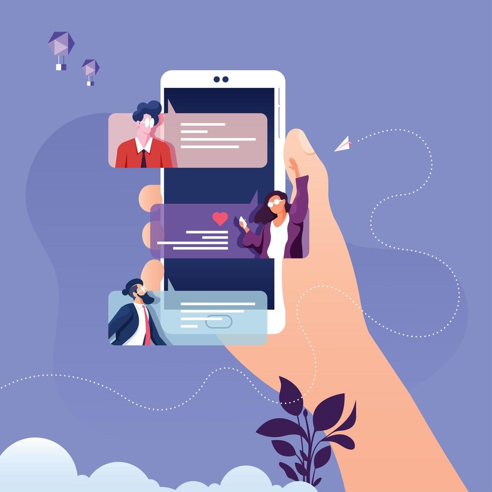 Smartphone chat message notifications vector concept