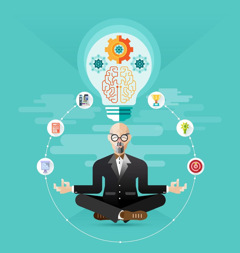 old Business meditation and creates idea vector