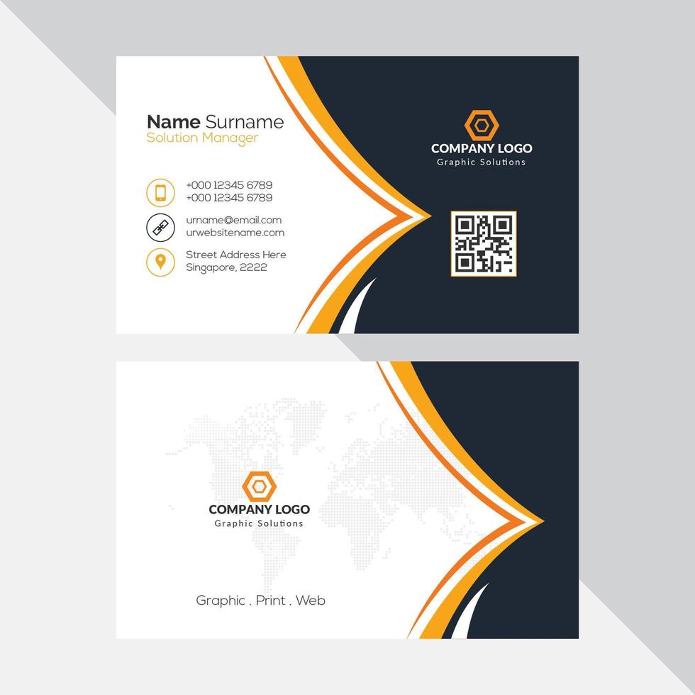 Orange elegant business card vector