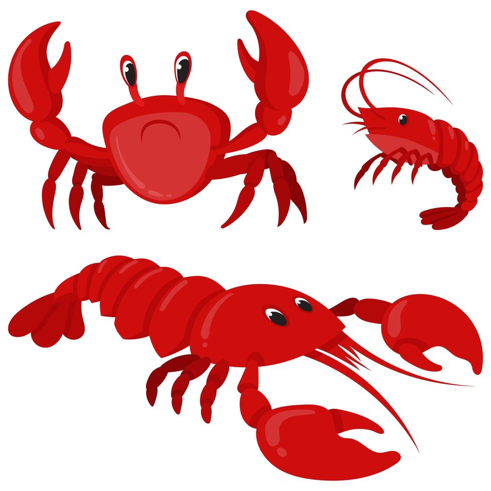 Seafood in cartoon style. vector