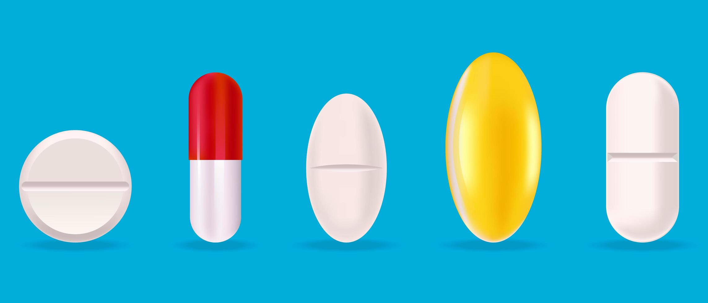 Set of medical tablets. vector