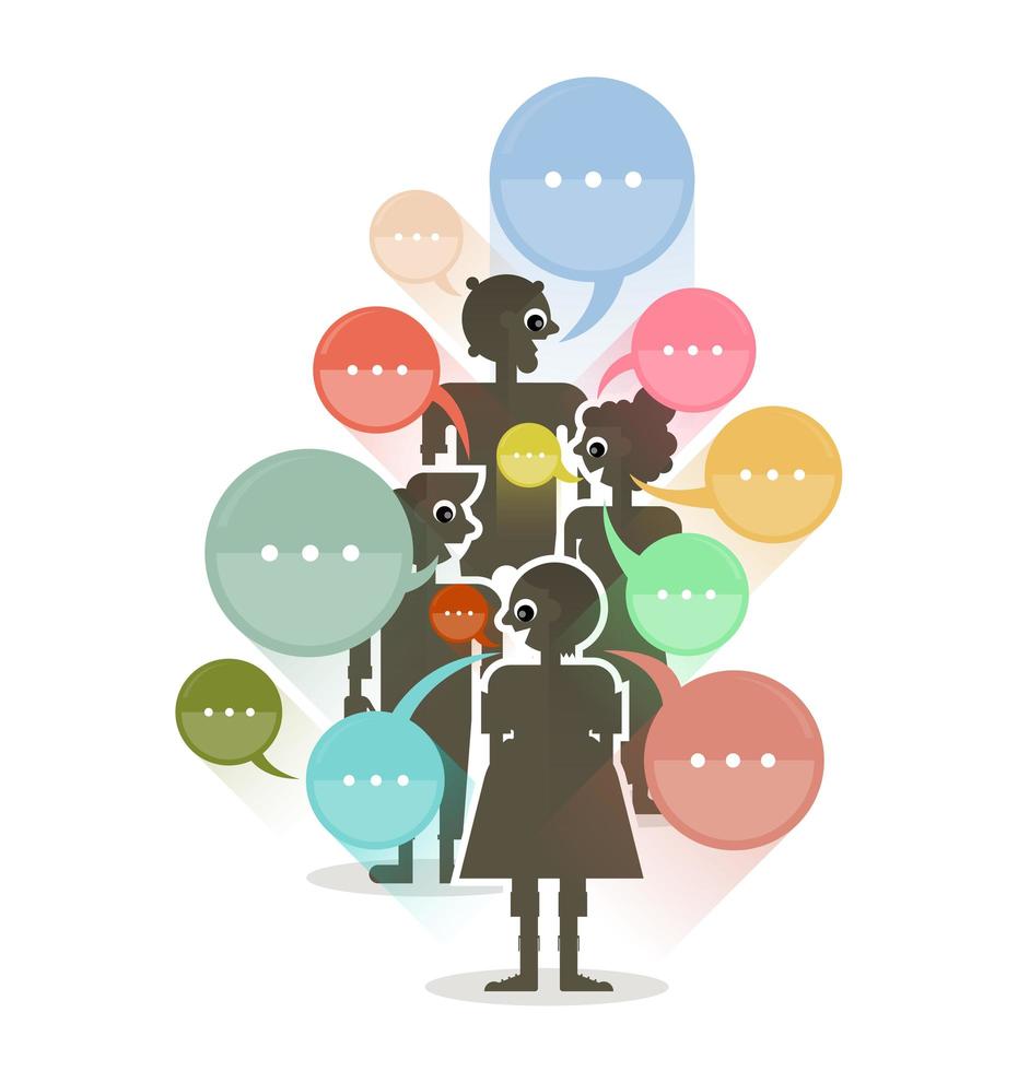 people with colorful dialog speech bubbles vector