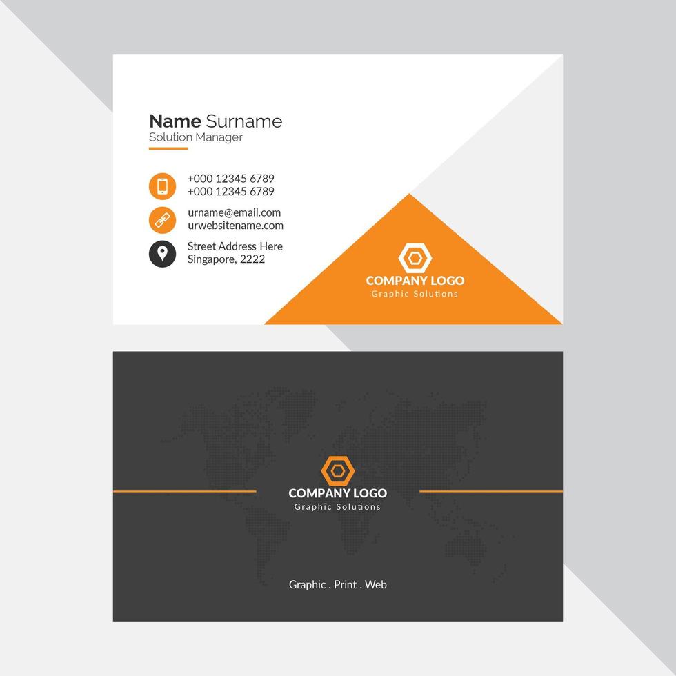 Orange elegant business card vector
