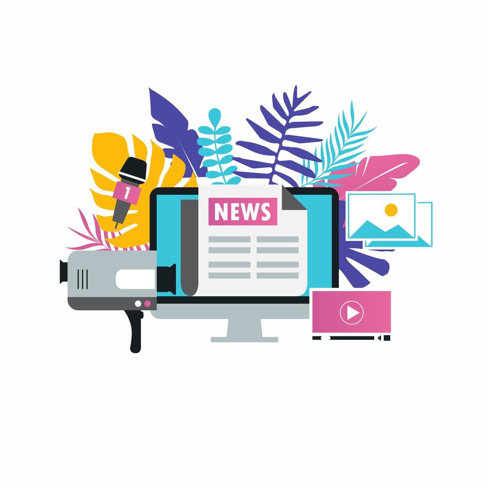 Online news, newspaper, news website flat vector illustration