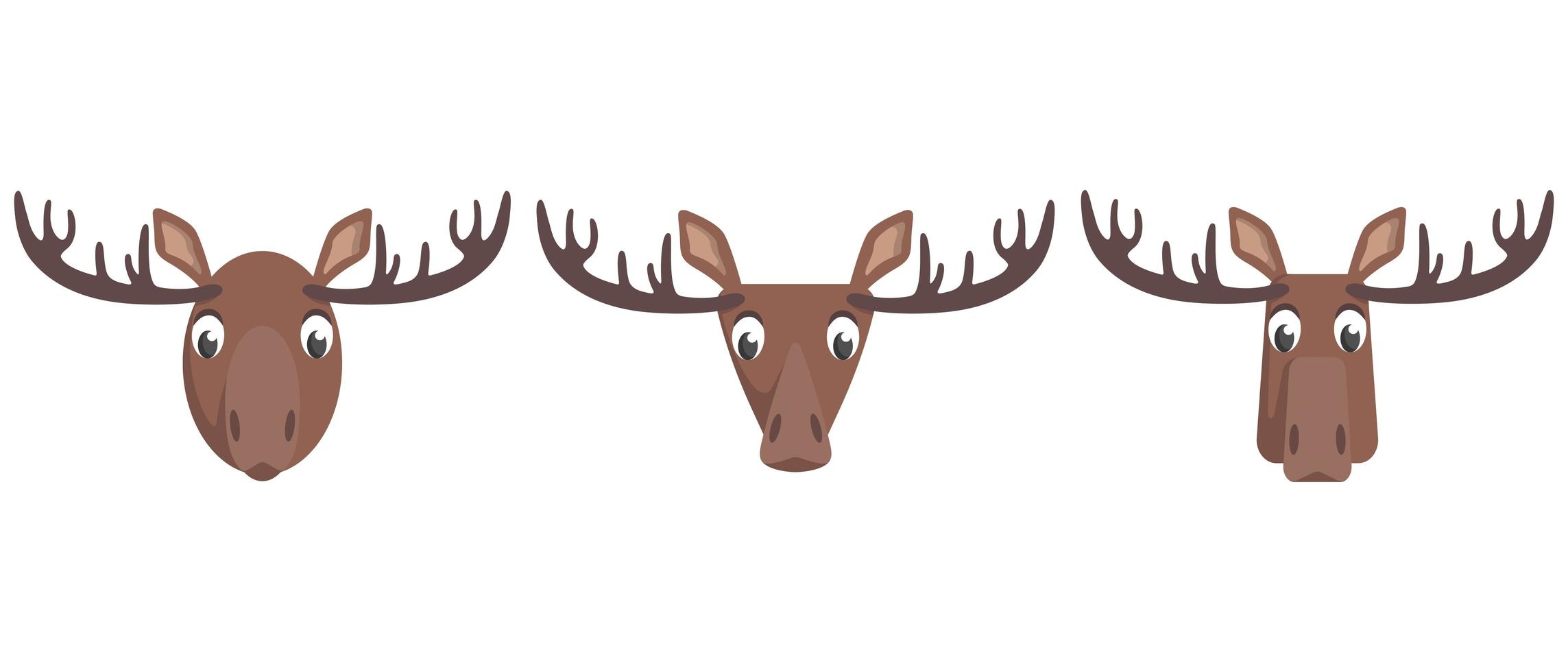 Set of cartoon moose. vector