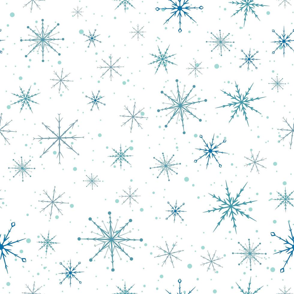 Blue snowflakes seamless pattern. vector