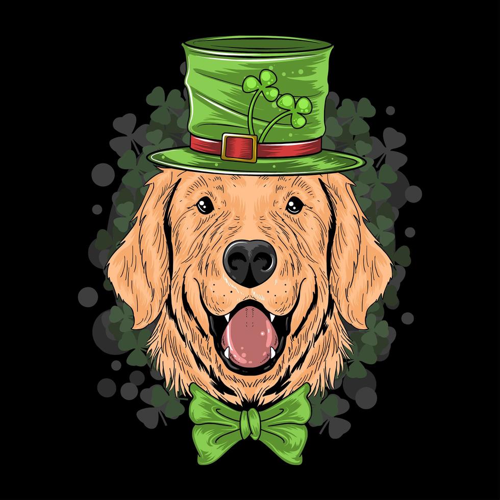 S t. día de patricio lindo golden retriever cachorro perro ilustraciones vector