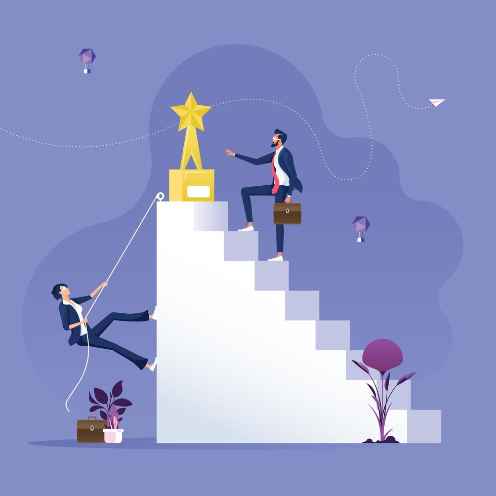 Inequality in corporate concept with businessman and businesswoman vector