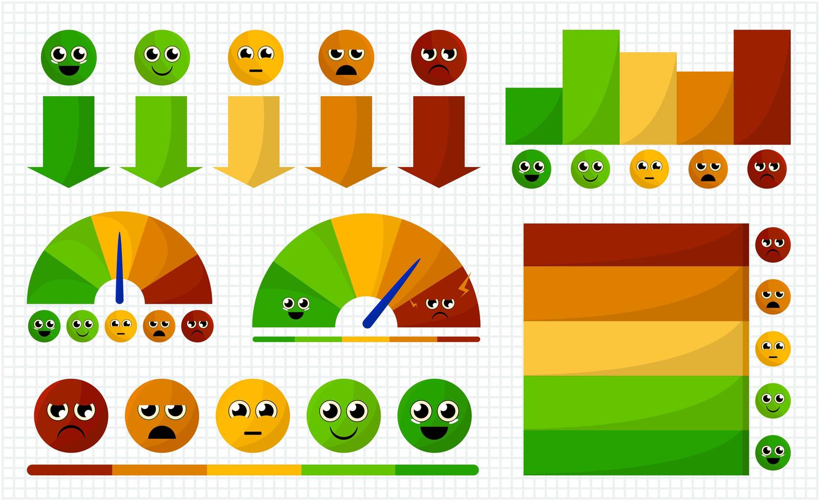 Rating scale big set. Feedback concept design. Vector illustration.