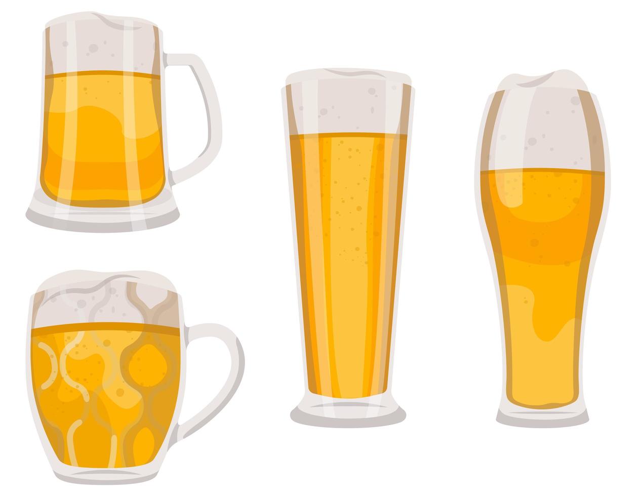 Set of beer glasses and mugs. vector