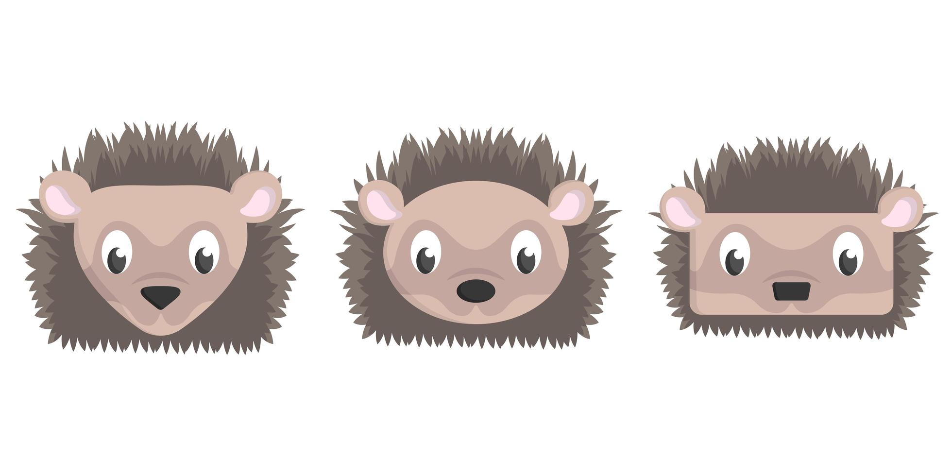 Set of cartoon hedgehogs. vector