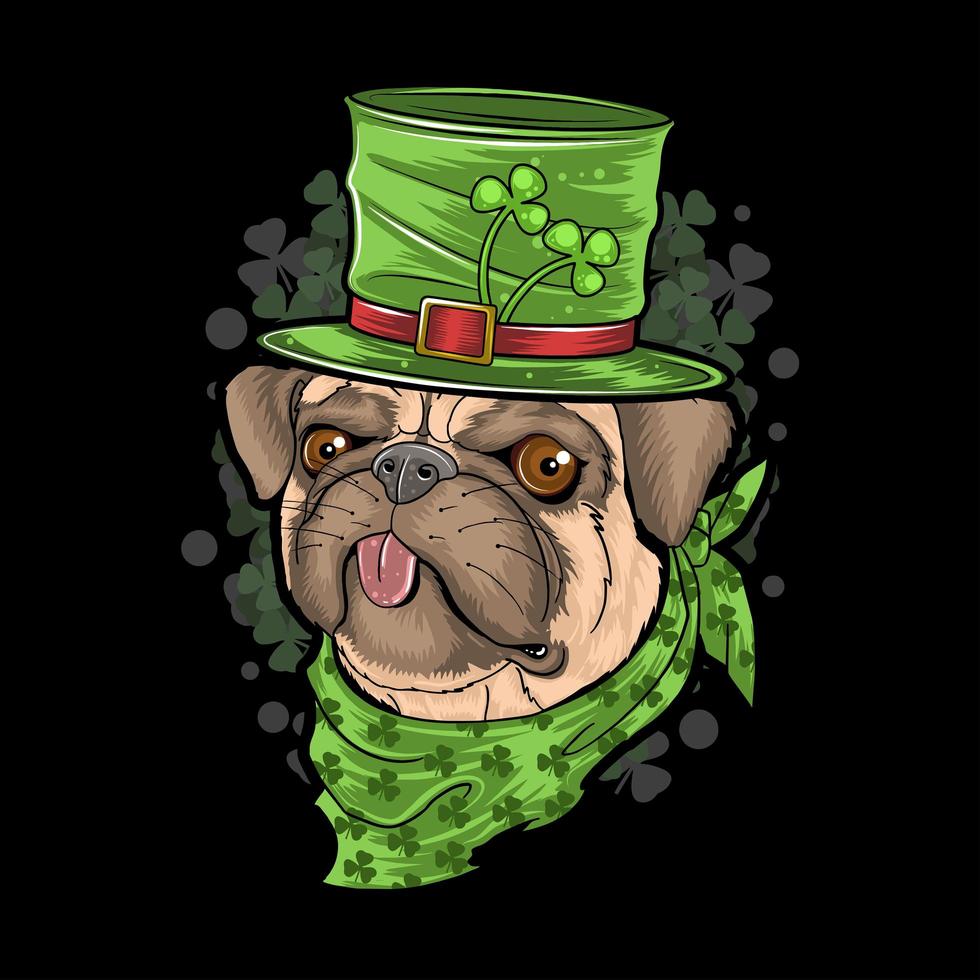 S t. vector de ilustraciones de perro de cachorro pug del día de patrick