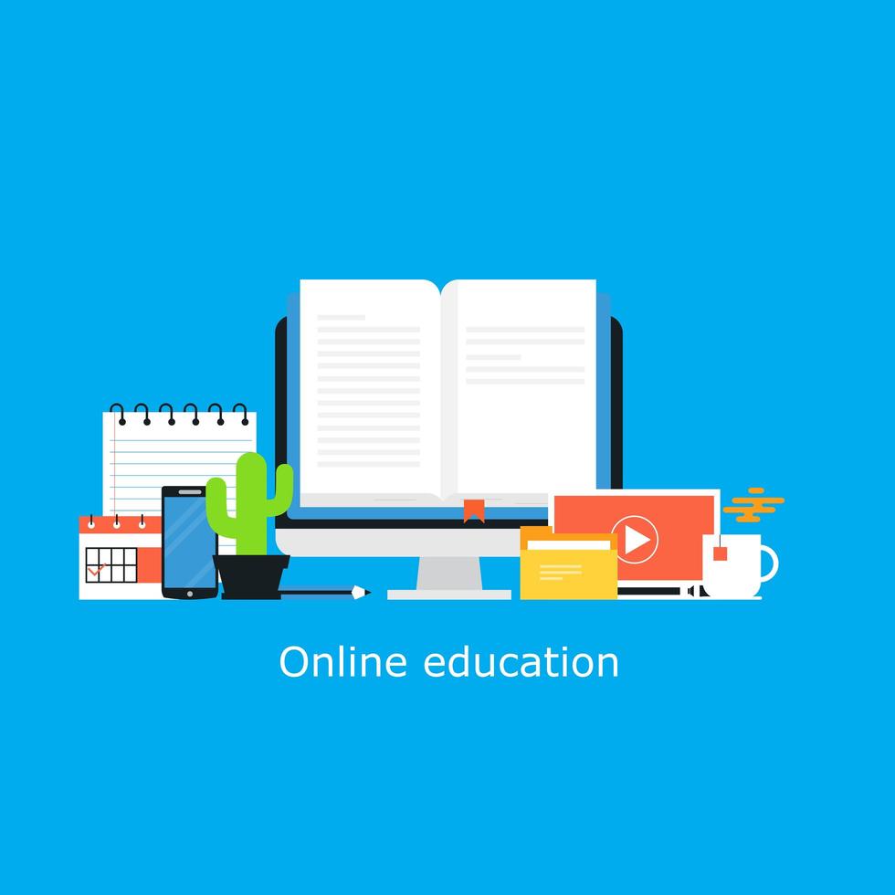 Online classes, virtual classroom concept vector