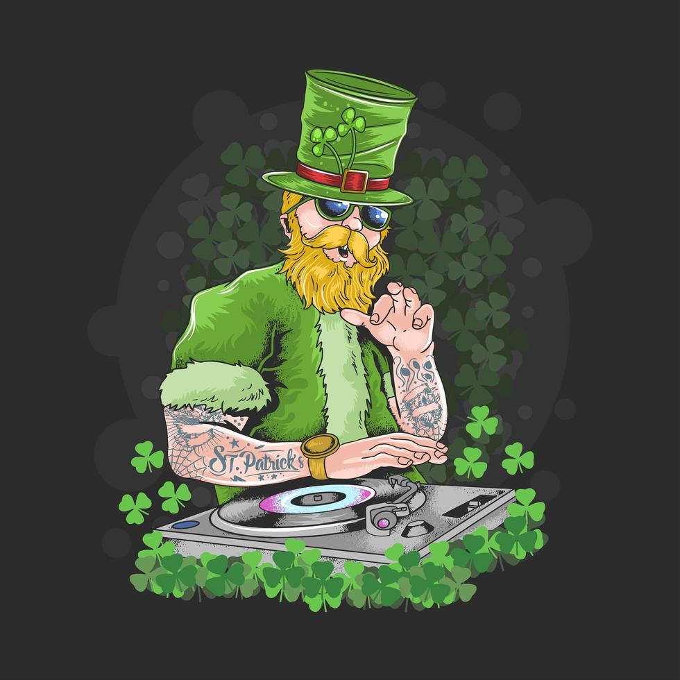 st. patrick's day dj night party tattoo artwork vector