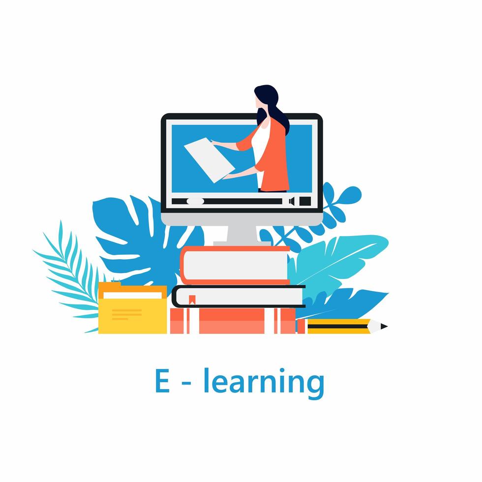 Online classes, virtual classroom concept vector