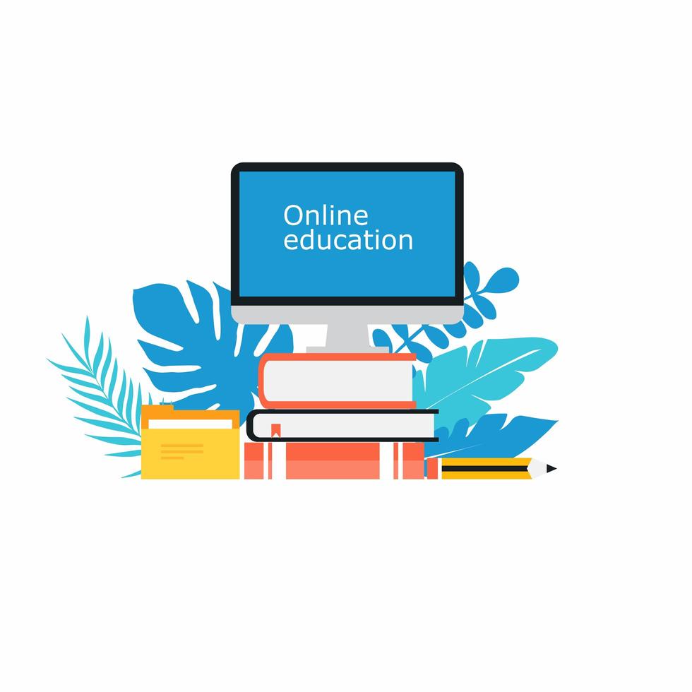 Online classes, virtual classroom concept vector