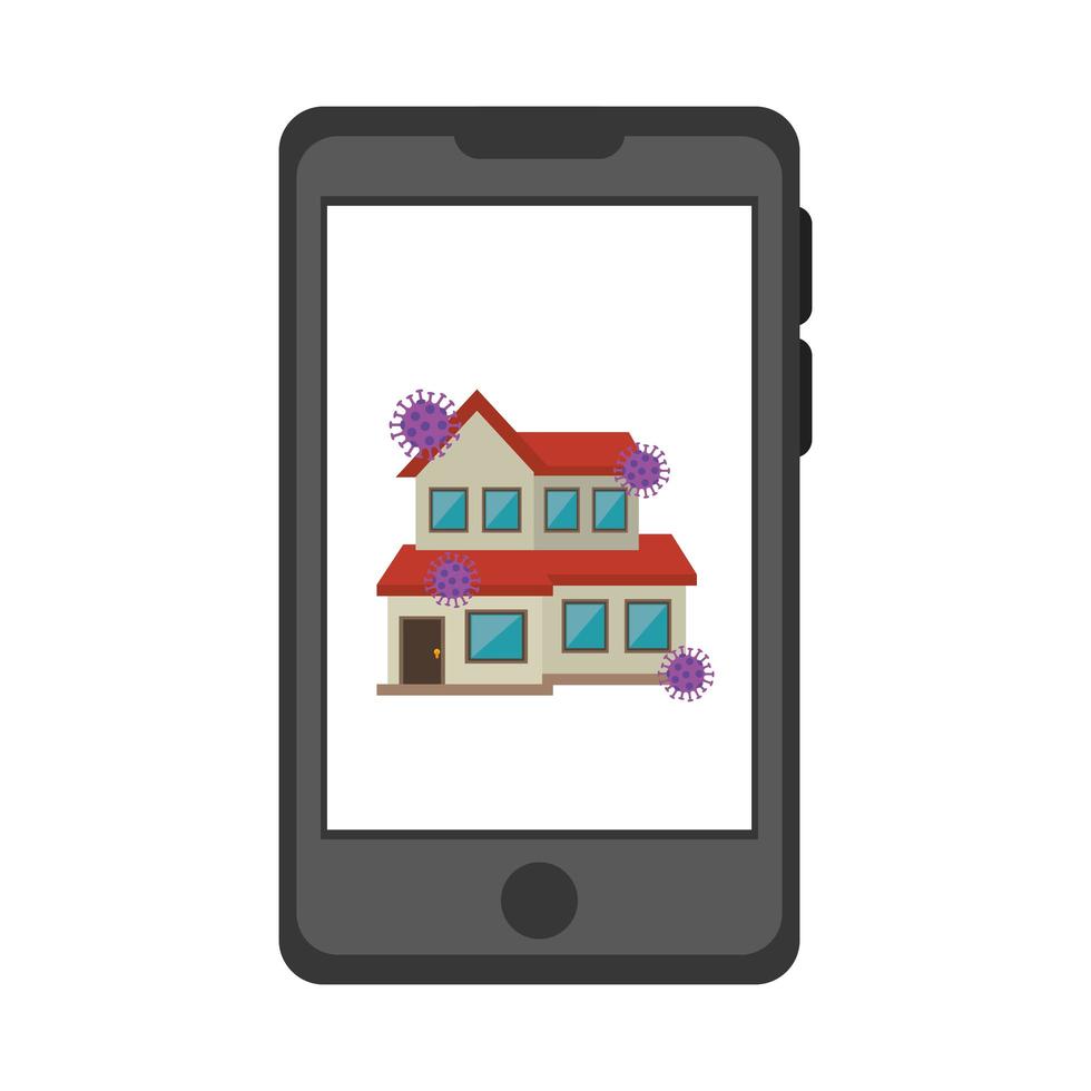 smartphone with stay at home app vector