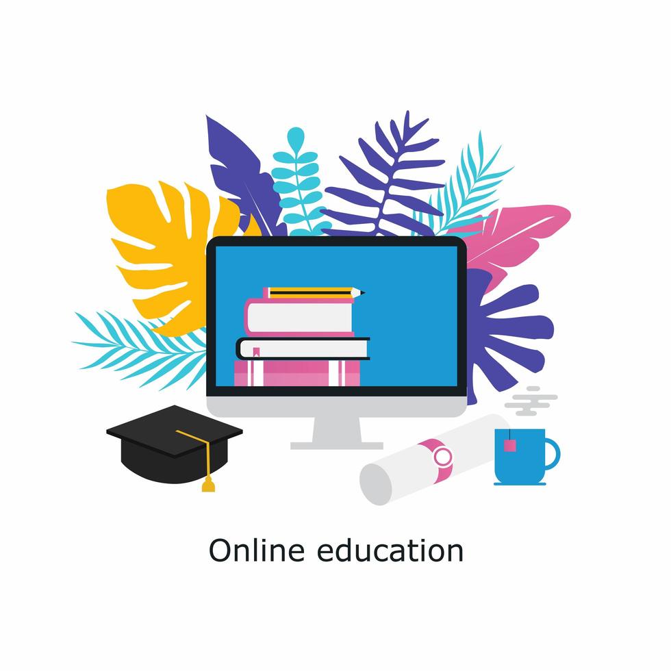 Online classes, virtual classroom concept vector