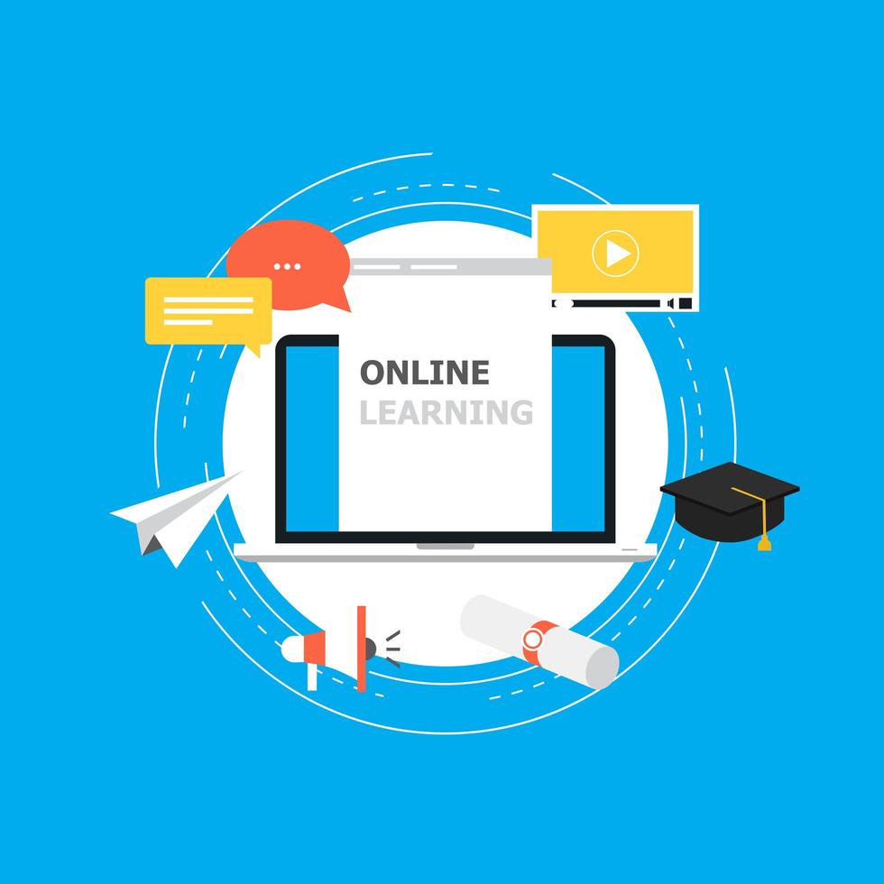 Online classes, virtual classroom concept vector