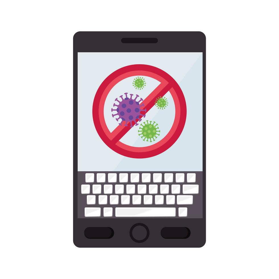 campaign of stop covid 19 in tablet device vector