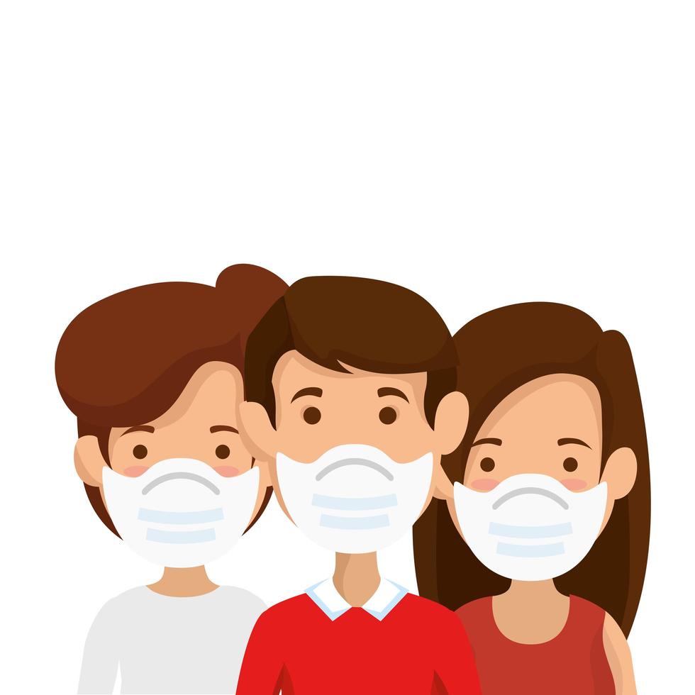 group people using face mask isolated icons vector