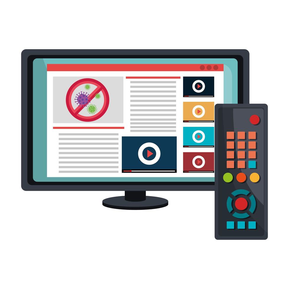 searching covid 19 information online in tv vector