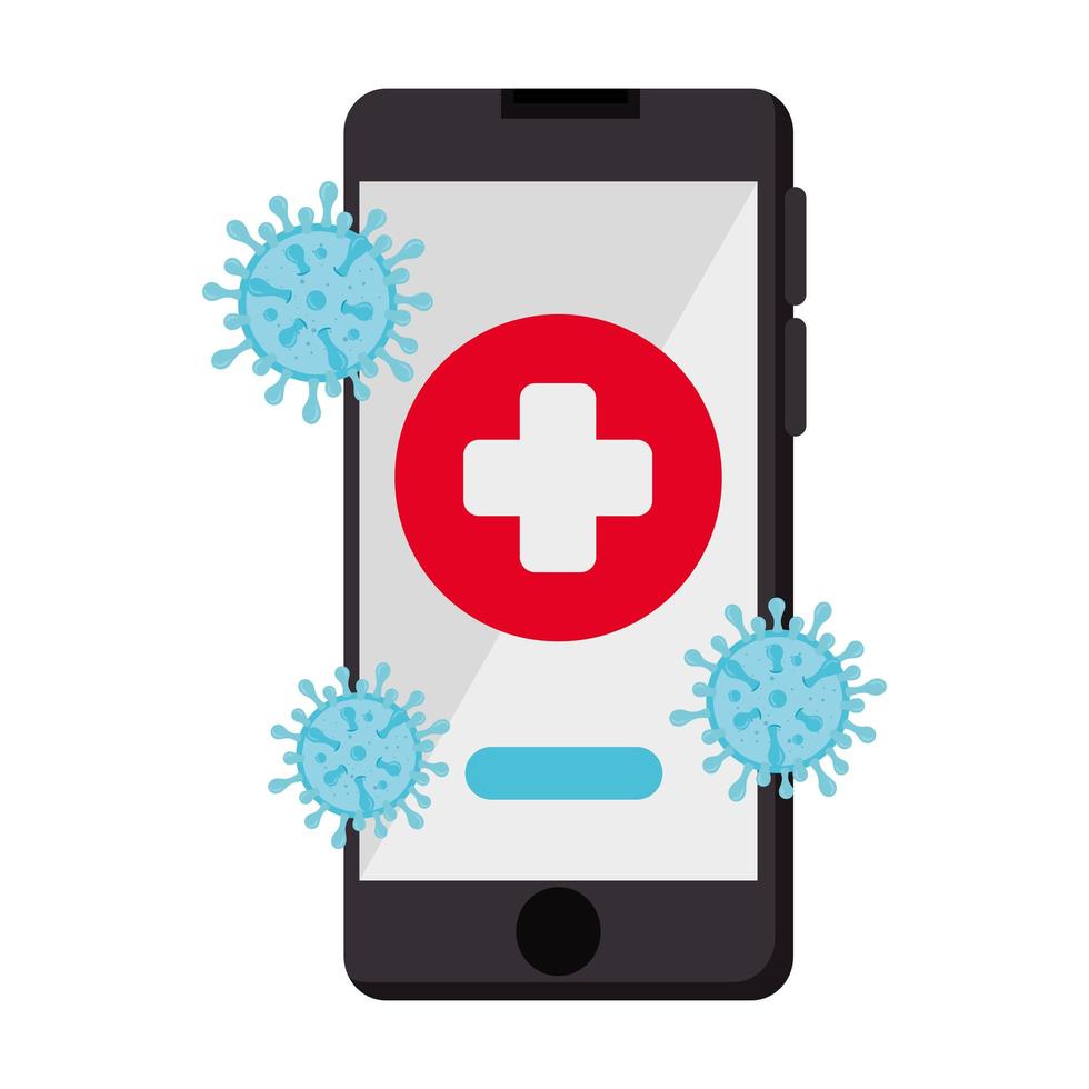 searching covid 19 online in smartphone vector