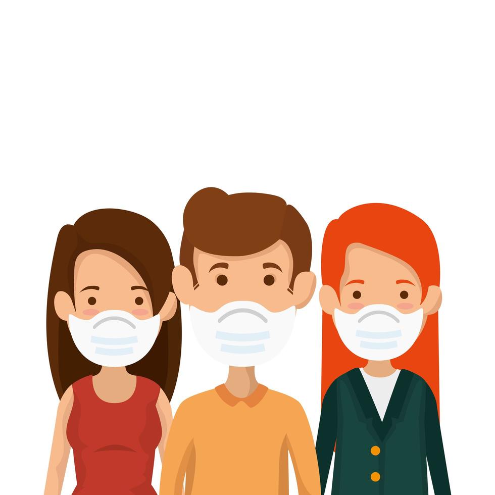 group people using face mask isolated icons vector