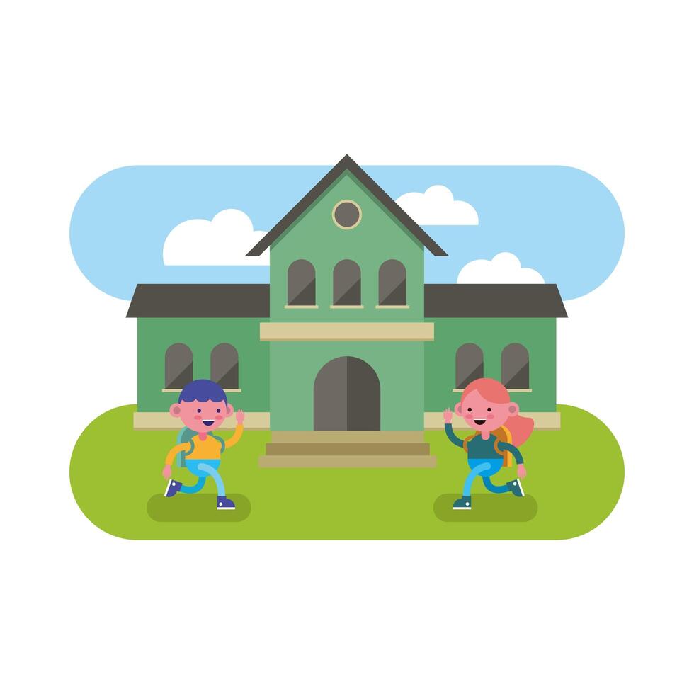 little students walking to school vector