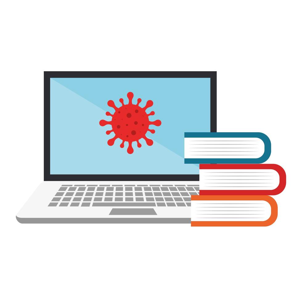 laptop for education online for particle covid 19 vector