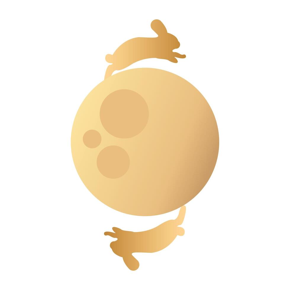 mid autumn festival moon with rabbits vector