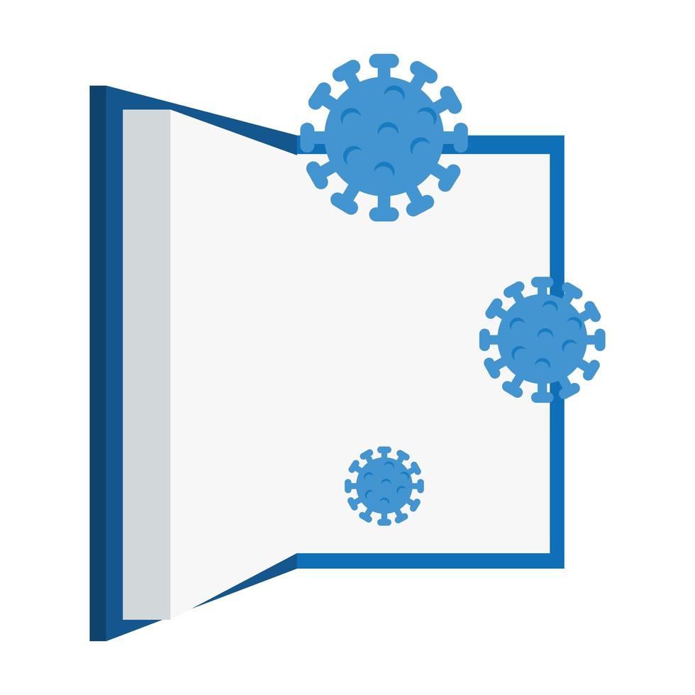text book with particles covid 19 isolated icon vector
